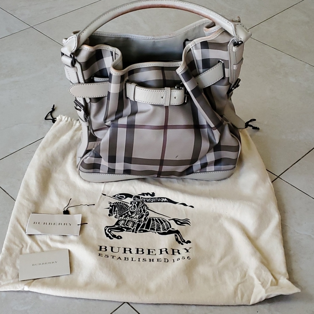 Burberry Smoked Nova Check Shoulder Bucket Bag